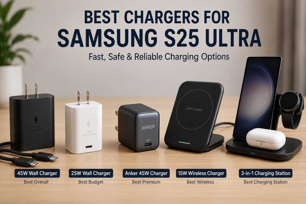 Samsung 45W USB-C charger for Galaxy S25 Ultra fast charging