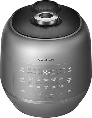 CUCHEN CRT-RPK0641MUS compact pressure rice cooker with dark silver finish