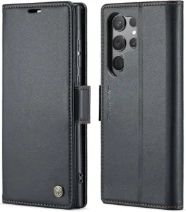 SINIANL slim wallet case next to Galaxy S25 Ultra