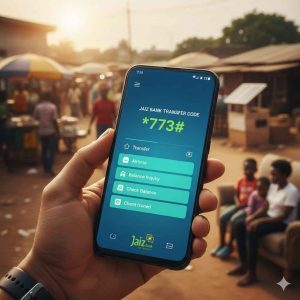 A screen displaying jaiz bank ussd code *773#
