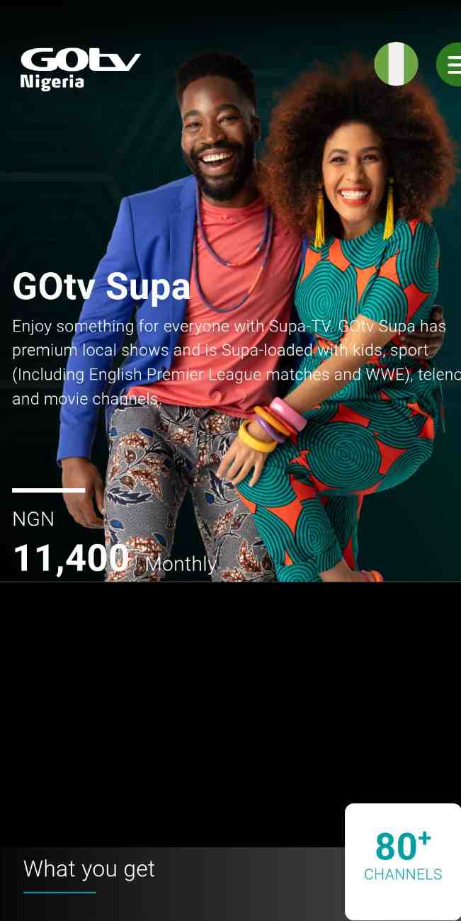 Nigerian couples watching movies, sports, and kids shows on GOtv Supa.