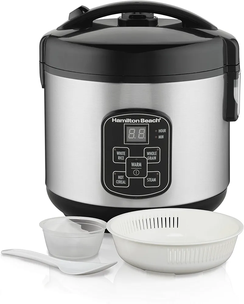 Hamilton Beach programmable rice cooker with vegetable steam basket