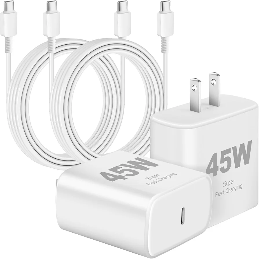 Official Samsung 45W Super Fast Charging 2.0 dual wall charger with 10ft USB-C cables