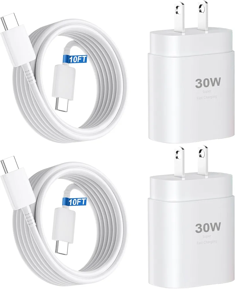 30W USB C Fast Charger with 10ft Cable for iPhone 15 Pro Max