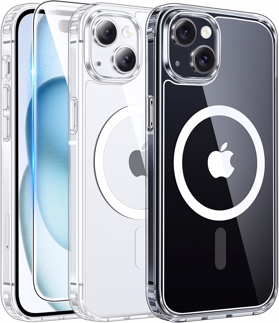 FNTCASE clear magnetic case bundle with screen protector