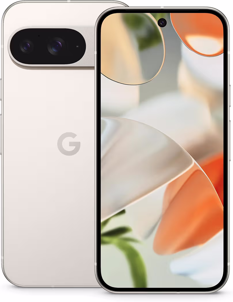 Google Pixel 9 porcelain colorway showing dual camera visor layout on Amazon clearance sale