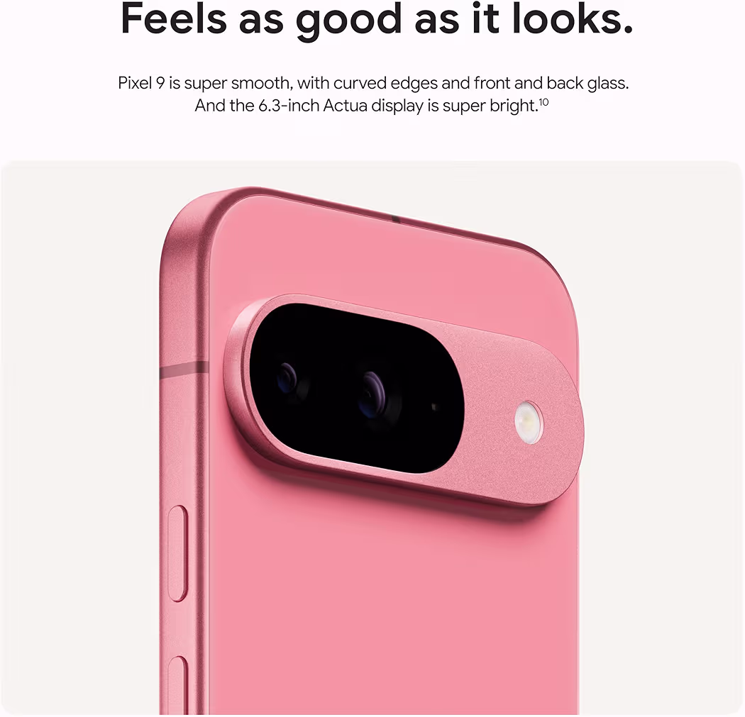Google Pixel 9 porcelain colorway showing dual camera visor layout on Amazon clearance sale