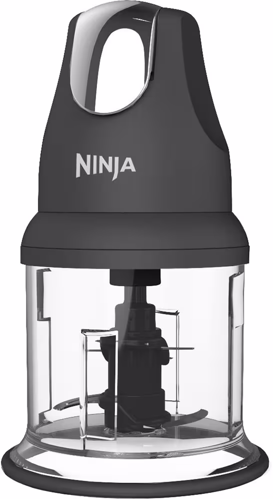 Ninja Express Chop food processor chopping garlic and herbs