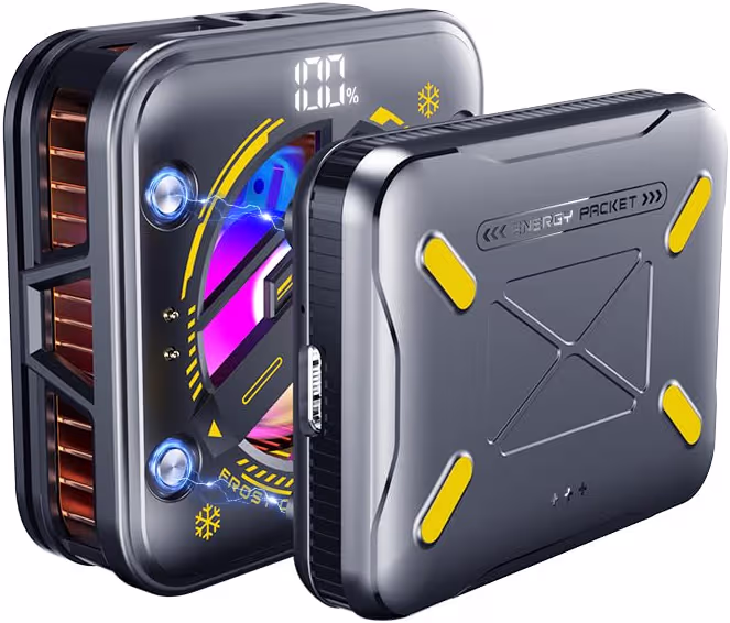 Portable magnetic phone cooler with integrated rechargeable battery