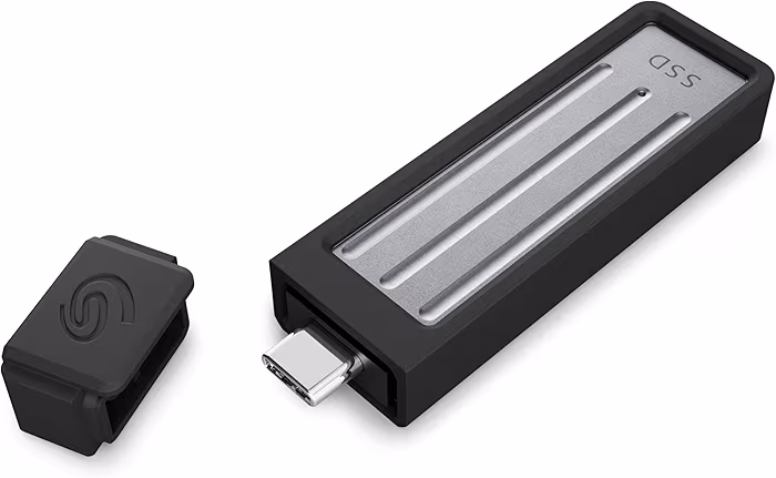 Seagate Ultra Compact portable SSD beside Galaxy S26 Ultra during travel