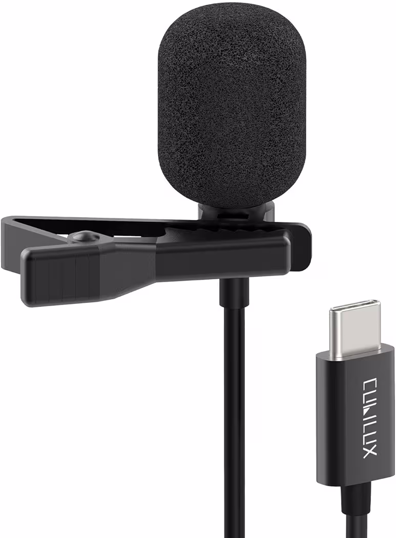 Cubilux USB-C microphone connected to Galaxy S26 Ultra for voice recording and video production