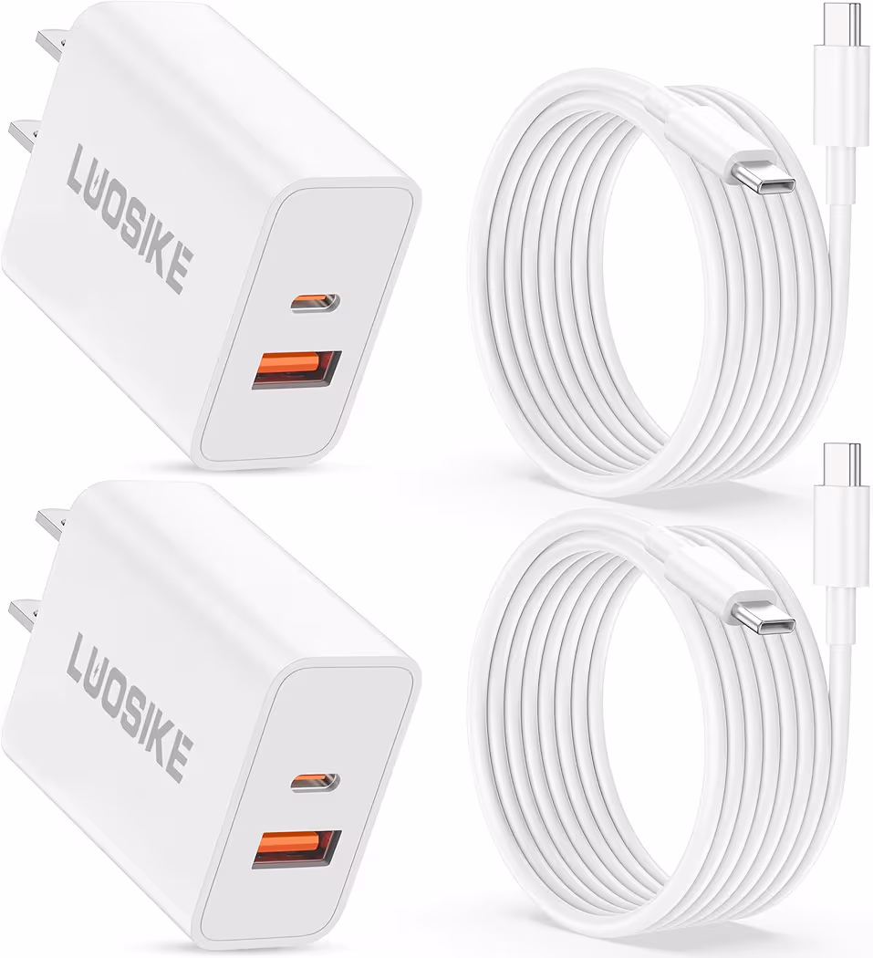 40W dual-port USB-C charger with charging cable for iPhone 17 fast charging