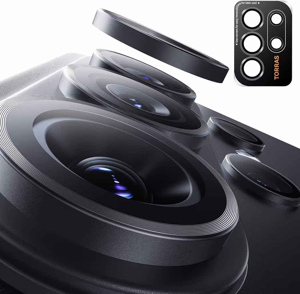 TORRAS military grade camera lens protector attached to Galaxy S26 Ultra