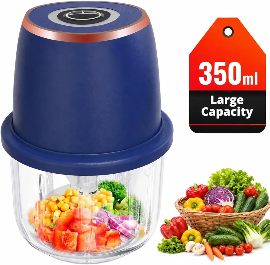 350ml rechargeable electric garlic chopper with six blades