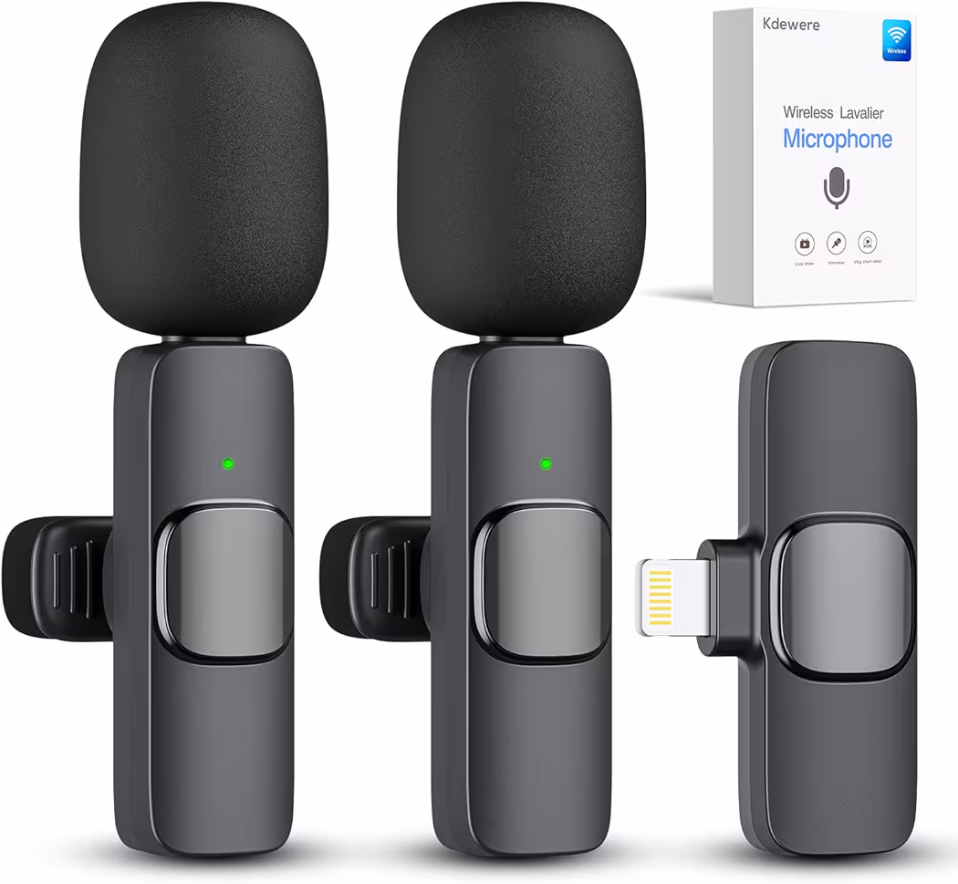 Kdewere wireless lavalier microphone recording audio on Galaxy S26 Ultra for YouTube videos and interviews