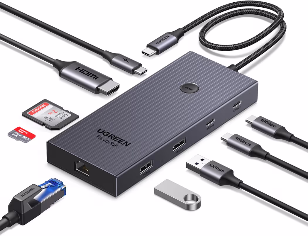 UGREEN Revodok Pro 9-in-1 USB-C hub with Ethernet HDMI and charging ports