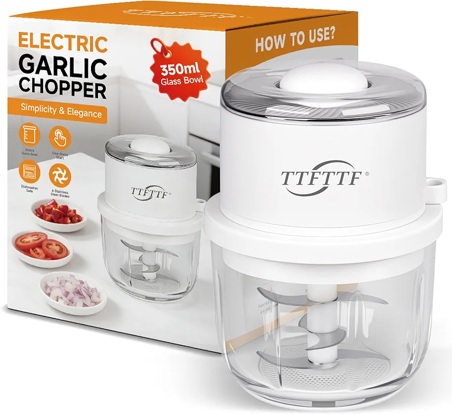 TTFTTF portable garlic chopper with 350ml glass bowl