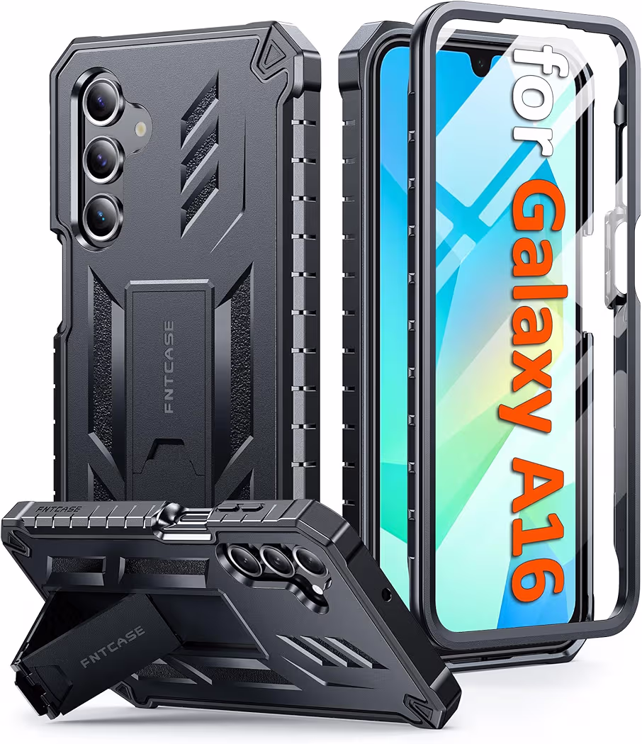FNTCASE Samsung Galaxy A16 rugged case compatible with camera protectors