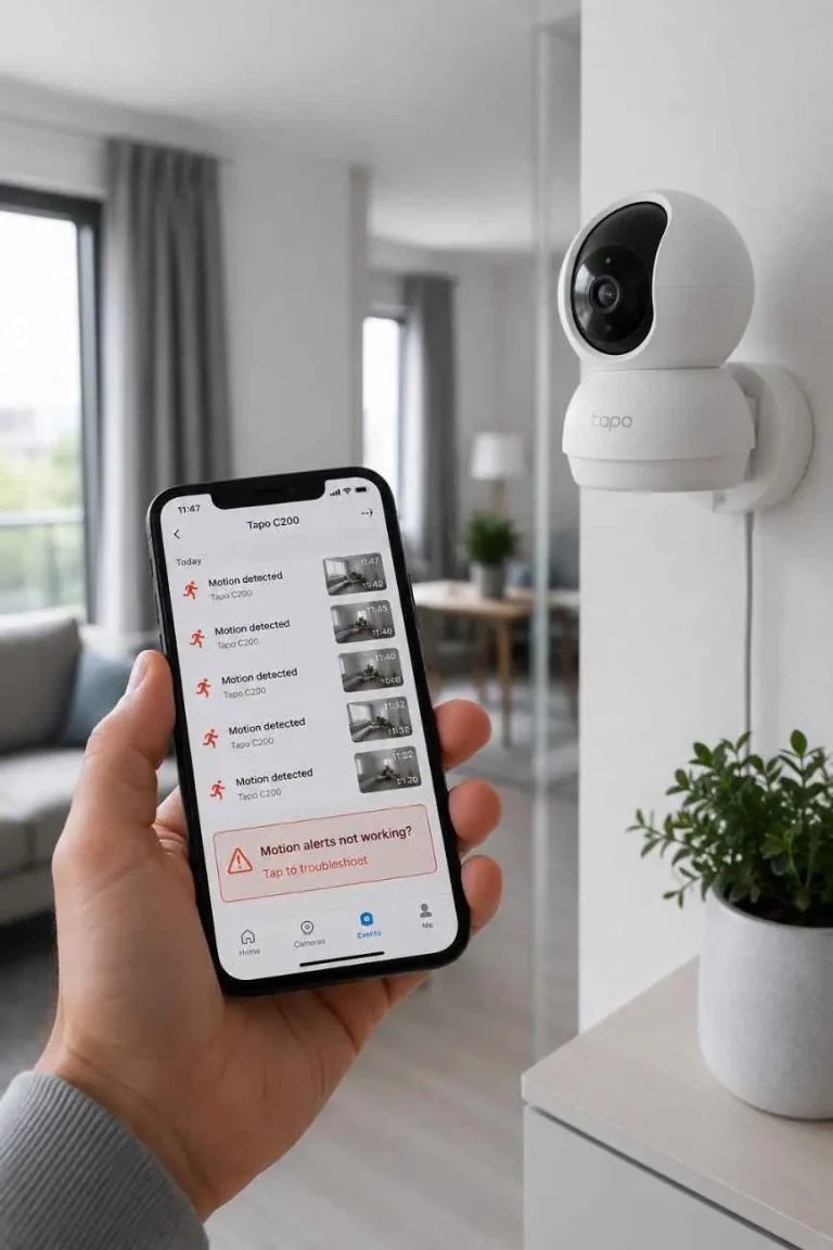 Tapo security camera missing motion alerts while homeowner checks settings