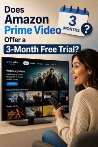Does Amazon Prime Video offer a 3-month free trial displayed on a smart TV with streaming interface