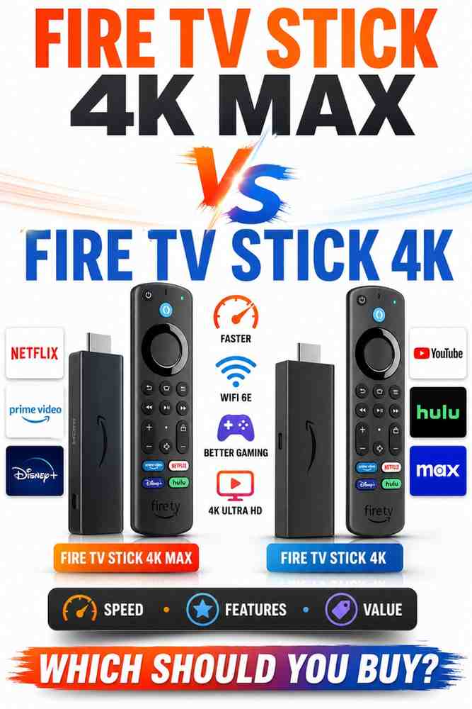 Fire TV Stick 4K Max vs Fire TV Stick 4K comparison guide showing the key differences
