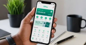 Is OPay going on break in September 2026 shown on an OPay app screen on a smartphone